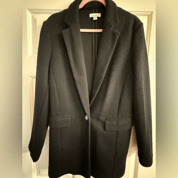 TOPSHOP - Oversized Knit Blazer in Black - Picture 2 of 6
